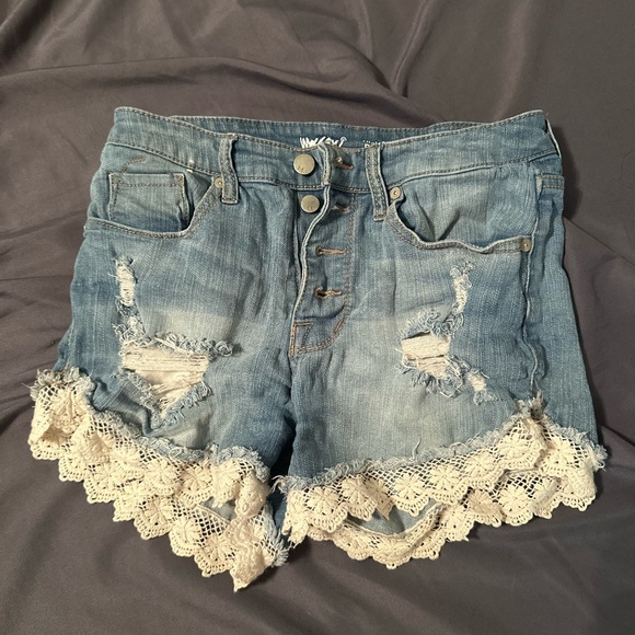 Mossimo Supply Co. Pants - Mossimo Supply Co. Light Blue Distressed Denim Shorts with Lace Trim